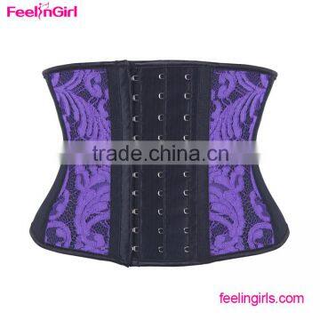 Purple Lace Trim 9 Steel Bone waist cincher corset