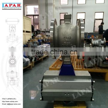 LAPAR ISO 5211 Mounting Pad DN100 PN16 Pneumatic Stainless Steel V notch Ball Valve