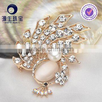 2015 fashion brooch shiny zircon natural pearl brooch jewelry