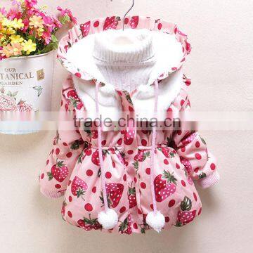 2015 hot sale new arrivals baby girl strawberry winter coat