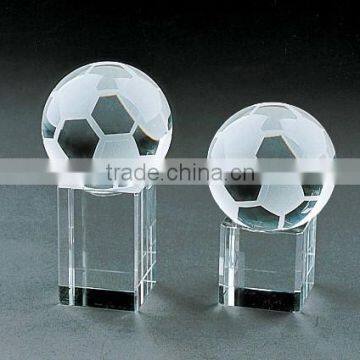 crystal football with short base for desktop decoration glass football