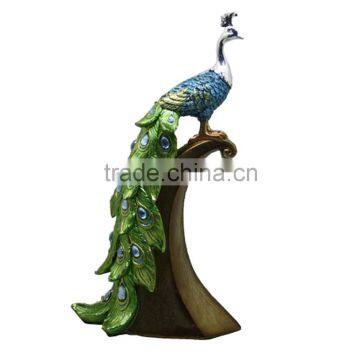 Wholesale Ornate Silver-electroplating Peacock Statues for Home Decor