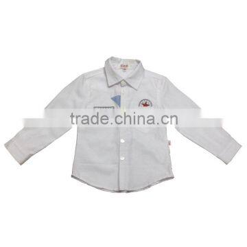 New design child lapel blouse cotton shirt blank top for boys kids clothes white shirt