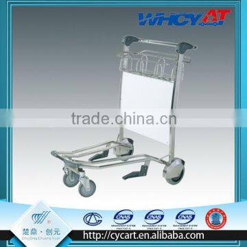 stainless steel 4 wheels luggage airport trolley with ad plate