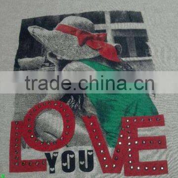 Printing love you letter and girl figure of women sweater 9972#