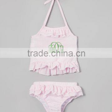 Kids clothing girl gingham swimsuit monogrammed 2 piece baithing suit seersucker swimwear