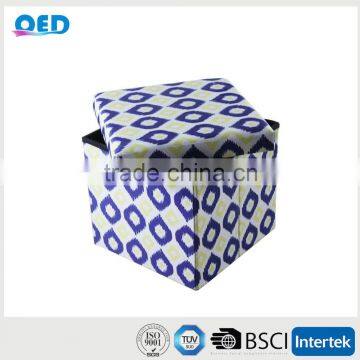 Cube Linen Pattern Storage Foldable Ottoman for Living Room