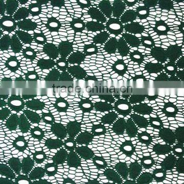 wholesale green flower elastic nylon spandex lace fabric