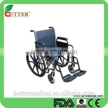 folding power coated steel wheelchair for elderly caring