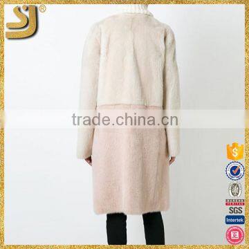 OEM Factory Price Collarless Fur Coat, Trench Style Long Women Fur Coat photo-4