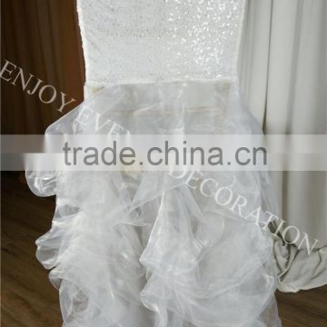 YHC#157 fancy sequins ruffled organza skirt wedding chiavari wedding events chair back cover                        
                                                Quality Choice