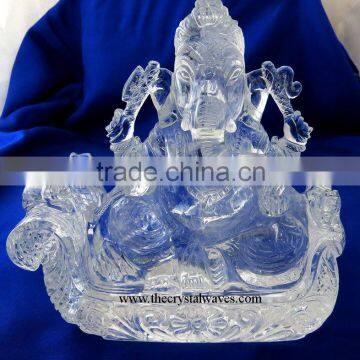 Exclusive Crystal Quartz / Sfatik Hand Carved ganesh