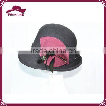Womens wool felt hat ladies wool cloche hat with fur