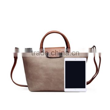 Hot wholesale cheap custom fashion quilted ladies apricot leather tote bags