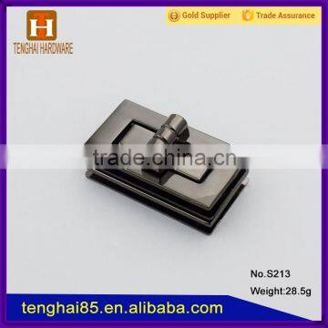 Fashion gun metal squre handbag lock for jelly bags/pvc bag
