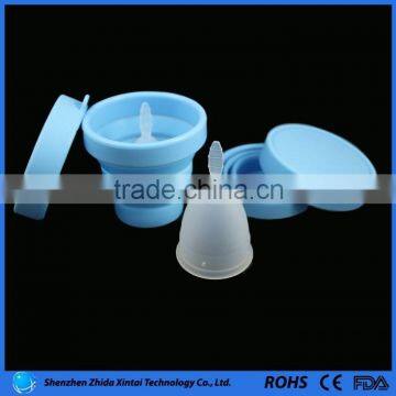 Promotional Various Color Menstrual Cup of Silicone Folding Container