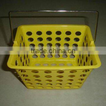 Plastic storage basket/basket/Handle basket/Mini baskets with iron handle/Sundries Basket/oblong basket/small basket/kid basket/