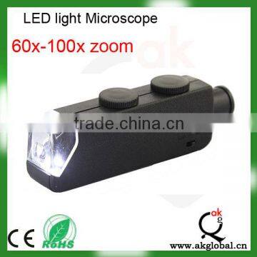 Button Cell Powered Led Light Zoom Microscope 60-100x Zooming Magnification Digital Loupe Microscope photo-5