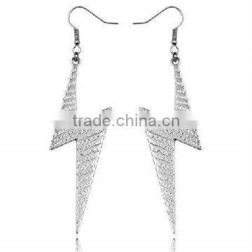 Newest 2012 fashion accessories 316l stainless steel Personality earrings lightning design steel earrings