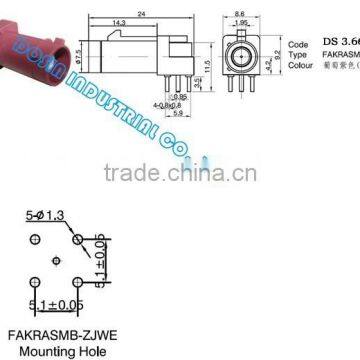 PCB MOUNT R/A CONNECTOR FOR FAKRA SMB CONNECTORS