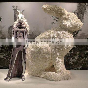 Shop Window Visual Merchandising Artificial Flower Rabbit Window Display Props