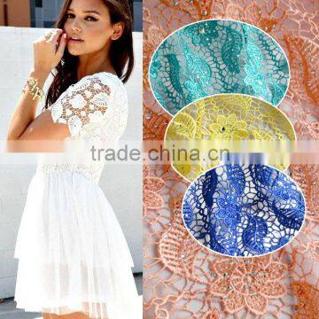 2016 Top one White color Guipure Lace Fabric High Quality Embroidery Cord Lace Fabric