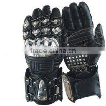 Dl-1480 Leather Motorbike Steel Gloves