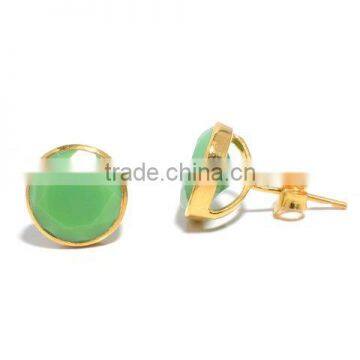 The Gopali Jewellers Chrysoprase Stud Earring Wholesale Stud Earring Gold Vermeil