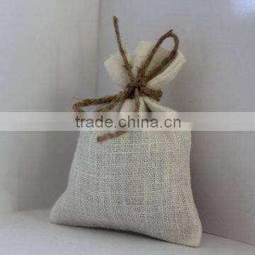 White Creamy Linen Small Bags, Rustic Wedding Favor Bags, French Linen Gift Bags photo-4