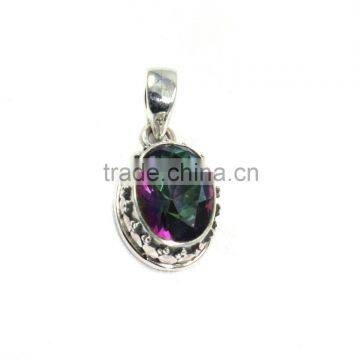 Natural Mistic Topaz Oval Faceted Cut Silver 925 Sterling Silver Charms Pendants