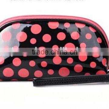 Patent leather color wave point cosmetic bag