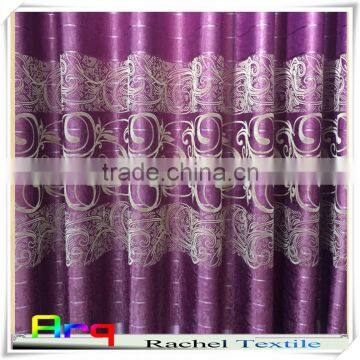 Mid east Flocked curtain fabric pink/white color 100% blackout - silk like polyester material