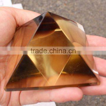 Natural Citrine Quartz Crystal Healing Stone Pyramids Crystal Singing Pyramid