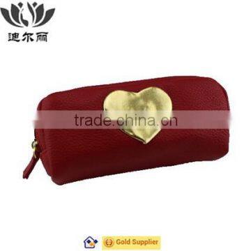 promotional red leather makeup bag pencile case