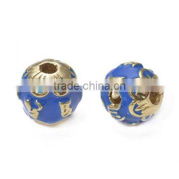 200pcs Blue and Golden Enameled Brass Beads beautiful ethnic jewelry round handmade beads 12.1*11.5mm