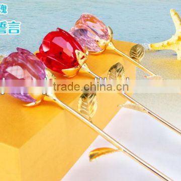 Glass Elegant Romantic Crystal Rose For Wedding Decration