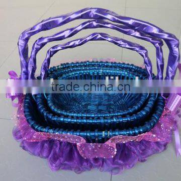 Oval basket lace basket willow basket with handle