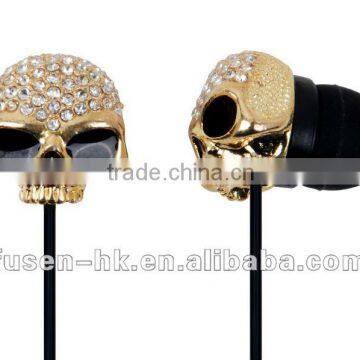 J02B skull earphone with crystal diamond