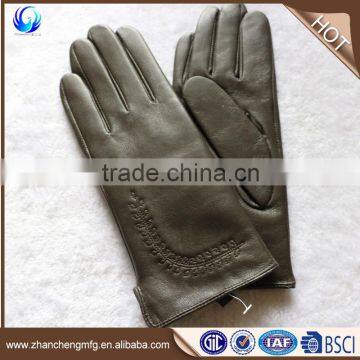 High quality ladies goatskin C grade brown leather gloves