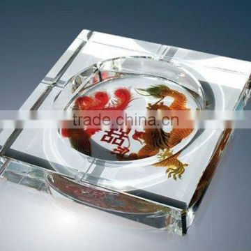 fish color printed crystal ashtray /tobacco cigar/smoking craft ashtray useful(R-0974