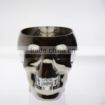 1350ml electrplated sliver color skull shaped fancy beer glass jar