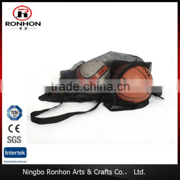 chinese Factory Sport Kit Drawstring Mesh Ball Bag With Shoulder Strap, Jumbo size Bag 30 x 40 Inches