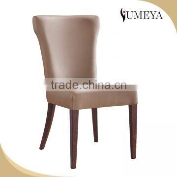 Dining room furniture luxury leather seat wood aluminum dining chair