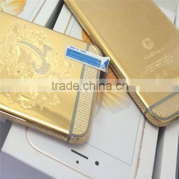 Luxury real gold back cover for iphone 6s housing , for iphone 6s golden housing gold plated back cover