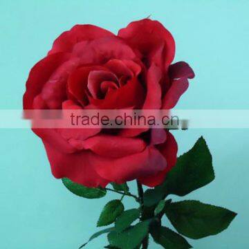 Silk flower red rose, single long stem flower artificial flower rose