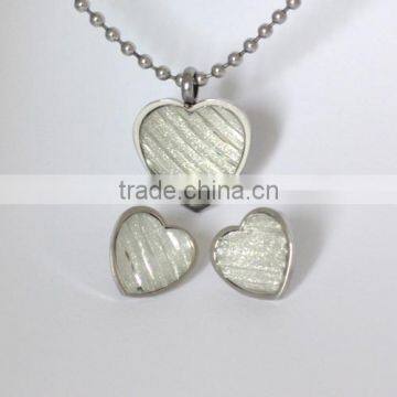 Fashion White Stainless Steel Heart Jewelry Sets