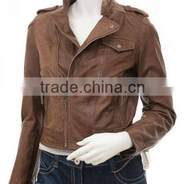 women leather jackets & biker style with same tone liquid waxed