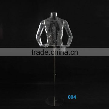 Cheap male half body transparent torso stand style man dummy