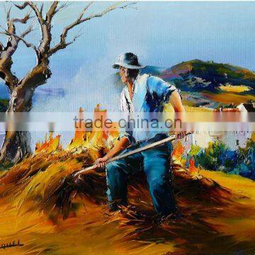 100% Handmade abstract country landscape canvas painting oils on canvas