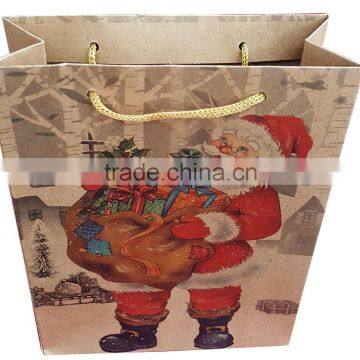 cheapest kraft paper gift shoping bag with santa design